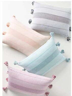 NWT Anthropologie lilac striped Woven Indie Pillow 18" x 18"